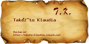 Takáts Klaudia névjegykártya