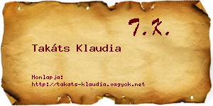 Takáts Klaudia névjegykártya